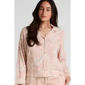 Hunkemoller Leinen-Pyjamajacke mit Blumenmuster Rosa
