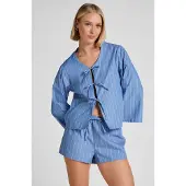 Hunkemoller Gestreifte Baumwollshorts Blau