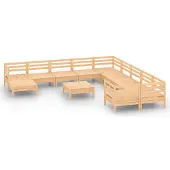 vidaXL 12-tlg. Garten-Lounge-Set Massivholz Kiefer