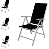 Inda 4 Stück Gartenstuhl Hochlehner Klappstuhl Aluminium - Textilen Silbergrau/Schwarz