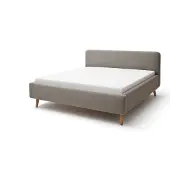 Meise Mattis Polsterbett 160x200cm Holzfuß Kopfteil Glatt Taupe