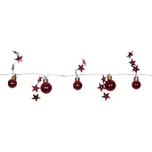 Star Trading 728-07, Leichte Dekorationskette, Rot, Silber, Transparent, Polyvinylchlorid (PVC), Transparent, 10 Glühbirne(n), LED