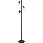 Eglo Stehlampe Lurone, Eck Standleuchte mit 3 beweglichen Spots, Stehleuchte aus Metall in Schwarz und Messing, Lampe Wohnzimmer mit E27 Fassung