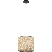 Eglo Hängelampe Butterburn, Pendelleuchte, Esszimmerlampe aus Metall in Schwarz und Textil mit Birkenblättern, Hängeleuchte, E27 Fassung, Ø 36 cm