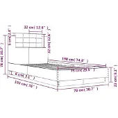 vidaXL Bettgestell mit Kopfteil und LED-Leuchten Weiß 75x190 cm