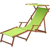 Erst-Holz Sonnenliege pistazie Liegestuhl Fußteil Sonnendach Kissen Holz Deckchair Gartenmöbel 10-306FSKD