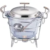 KINGHOFF Speisenwärmer Warmhaltebehälter Suppewärmer Mit Glaseinsatz 4.0L 4 Stk. 1 Kammer Kh-1417