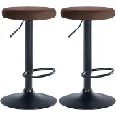 CLP 2er Set Barhocker Ponte Samt höhenverstellbar und drehbar braun Material Gestell Metall matt schwarz