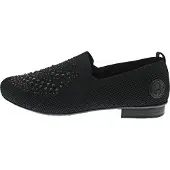 Rieker Damen Slipper Mesh schwarzer Strass Gummizug 51989, Größe:39 EU, Farbe:Schwarz