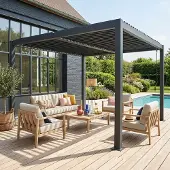Sweeek - Bioklimatische Pergola mit Lamellendach Palace 3,6x3,6m - Anthrazit