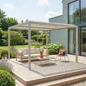 Sweeek - Bioklimatische Pergola mit Lamellendach Palace 3,6x3,6m - Beige