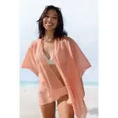LASCANA Pareo "Modetuch, Strandtuch, Überwurf", Damen, orange (peach), Stoff, Baumwolle, unifarben, Modetücher Pareo, aus leichtem, angenehmem Material