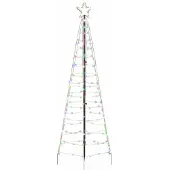 vidaXL LED Weihnachtsbaum mit Erdspießen Mehrfarbig 250 cm Eisen