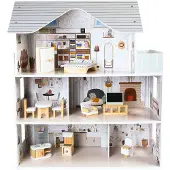 Ecotoys Puppenhaus mit Möbeln Residenz Emma