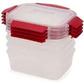 Joseph Joseph Nest Lock 4-tlg. , set de Aufbewahrungsbehälter de Lebensmittel, 1,1L, stapelbar, luftdicht und auslaufsicher de, mikrowellen- und gefrierfest, Farbe rot
