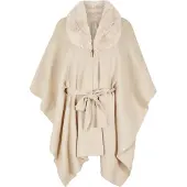Apricot Strickjacke "mit Kunstfell", Damen, Gr. onesize, beige (stein), Strick, Obermaterial: 97% Polyacryl PAN. 3% Polyamid PA., uni, weit, Strickjacken Strickjacke, mit Bindeband