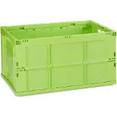 Relaxdays Profi Klappbox, stabil, Gewerbe, hochwertiger Kunststoff, Qualität, 60L, Kiste, HBT 31,5 x 58,5 x 40 cm, grün
