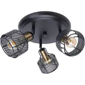 Näve Spots - 3er Wand-/Deckenrondell/Spot "FORO" Ø: 41cm schwarz/golden, Strahler im Industrial Style, aus Metall in schwarz, 12,5 cm hoch, Ø 41 cm, E14-Fassung