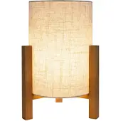 Näve Tischleuchten - Tischleuchte "MATILDA" H: 32cm leinen/natur, Tischlampe im Scandi Style, aus Holz in natur, 32 cm hoch, Ø 22 cm, E27-Fassung – Schnurschalter