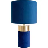 Näve Tischleuchten - Tischleuchte "BORDO" H: 32 cm / blau / gold, Tischlampe im Klassik Stil, aus Metall, Kunststoff und Textilmaterial in blau, 32 cm hoch, Ø 18 cm, E14-Fassung – Schnurschalter