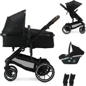 Deryan Noa Kinderwagen 3-in-1 - Kinderwagen mit Babyschale - Schwarz