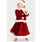 Den Goda Fen Weihnachtswichtelkostüm mit Rock und Wichtelmütze 110-116 cm, Rot, 98-104