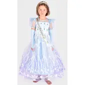 Den Goda Fen Kostüm Eisprinzessin Kleid mit Zopf 98-104 cm, 98-104