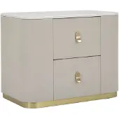 Mauro Ferretti Beauty Glam Nachttisch, 60 x 40 x 47 cm, 2 Schubladen – Weißer Stoffnachttisch mit marmorähnlicher Platte – Goldfarbene Metalldetails – Elegantes Desi