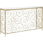 Mauro Ferretti Konsolentisch aus goldenem Metall mit Marmorplatte, 140 x 36 x 82 cm | Gr.: onesize