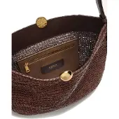 Furla Damen-Umhängetasche, Modell Tabru, aus Stroh und Leder, Farbe Schokolade, Artikelnummer D223, Größe: 37x25x8 cm, Artikelnummer: 2460S