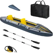 Rebel Aufblasbares Zweier-Kajak 350 cm Paddel Luftpumpe Tasche Ponton