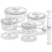 Caso Vakuumbehälter "1187 VacuBoxx", (Set, 5 tlg., VacuBoxx rund 4er Set-inkl. Adapter+Handpumpe)
