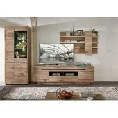 Freiraum Wohnwand >Bellano< in Viking Oak Nachbildung, MDF, Spannplatte - 322x202x44cm (BxHxT)