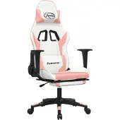 vidaXL Gaming-Stuhl mit Massage & Fußstütze Weiß & Rosa Kunstleder