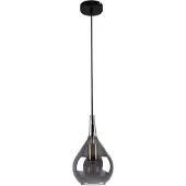 Näve Pendelleuchten - Pendelleuchte "GOTA" smokey / D: 20 cm, Hängelampe im Retro Style, aus Metall und Glas in schwarz, 150 cm hoch, Ø 20 cm, E27-Fassung