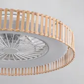 LumenXL Deckenventilator Cakir mit Sterneffekt und anpassbarer Farbtemperatur – hellbrauner Bambusschirm