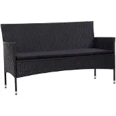 vidaXL 3-Sitzer-Gartensofa mit Auflagen Schwarz Poly Rattan