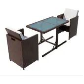 vidaXL 3-tlg. Bistro-Set mit Kissen Poly Rattan Braun