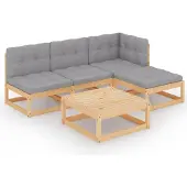 vidaXL 5-tlg. Garten-Lounge-Set mit Kissen Kiefer Massivholz