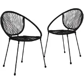 vidaXL Gartenstühle 2 Stk. PVC Rattan Schwarz