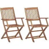 vidaXL Klappbare Gartenstühle 2 Stk. mit Kissen Massivholz Akazie