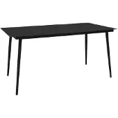 vidaXL Garten-Esstisch Schwarz 150x80x74 cm Stahl und Glas