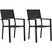 vidaXL Gartenstühle 2 Stk. Schwarz HDPE Holz-Optik