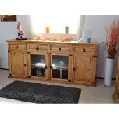 MiaMöbel Sideboard Mexico Möbel 210x87x52 cm Landhausstil Glas Massivholz Pinie Honig