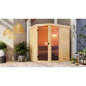 Weka Massivholz-Elementsauna 38 mm LAUKKALA 2 GTF Saunaleuchten-Set, Kompakt 5,4 x B x T x H x 195 x 145 x 200