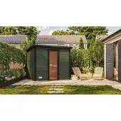 Weka Saunahaus Kaapi 4 graugrün mit Ofenschutz x B x T x H x 259 x 226 x 213