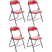 CLP 4er Set Klappstuhl Felix Klappbarer mit Kunstleder PVC Sitz Gepolstert rot/schwarz