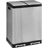 5five Simply Smart 2-Kammer-Mülleimer ARIANE, Edelstahl, mit Tretpedal, 2 x 30 L