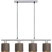 Näve Pendelleuchte - 4er Pendelleuchte "MARON" L: 72,4cm, Hängelampe im Scandi Style, ausMetall und Textilmaterial in braun, 140 cm hoch, Maße 72,4 x 12 cm, E14-Fassung