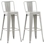 TPFLiving 2er Set Barhocker Massimo Metall Silber